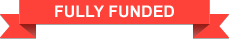 red ribbon with the words fully funded