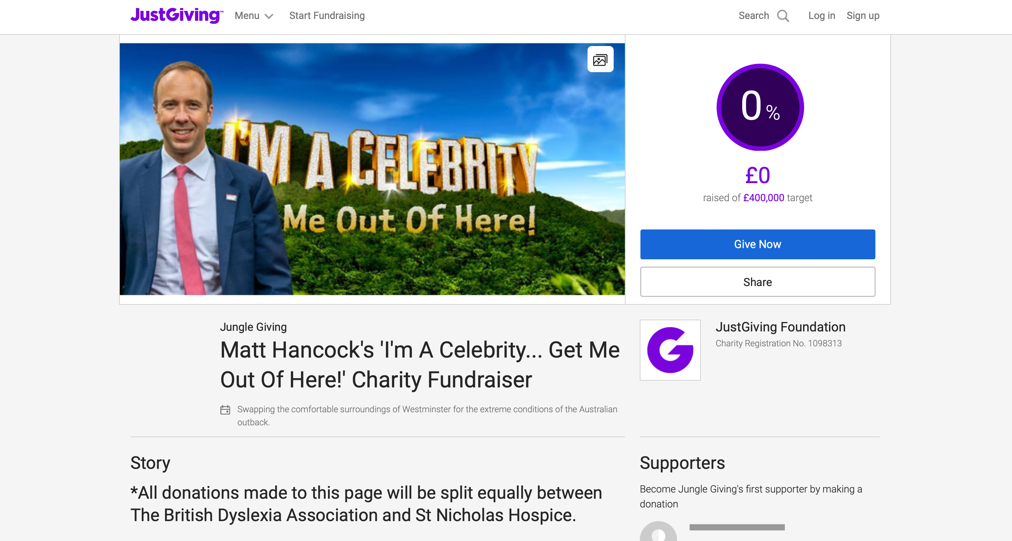 Matt Hancocks Charity Fundraiser Page